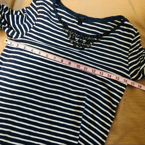 J. Crew Jeweled Striped Tee - Picture 6 of 7